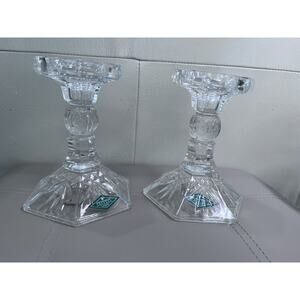 Shannon Crystal Designs Ireland 24% Leaded Crystal Taper Candle Holder-set of 2